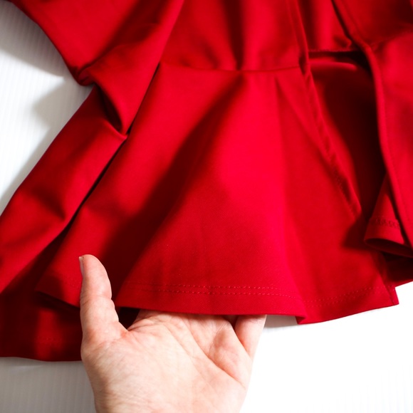 Red One Shoulder Ruffle Bodycon Midi Dress - Picture 8 of 8